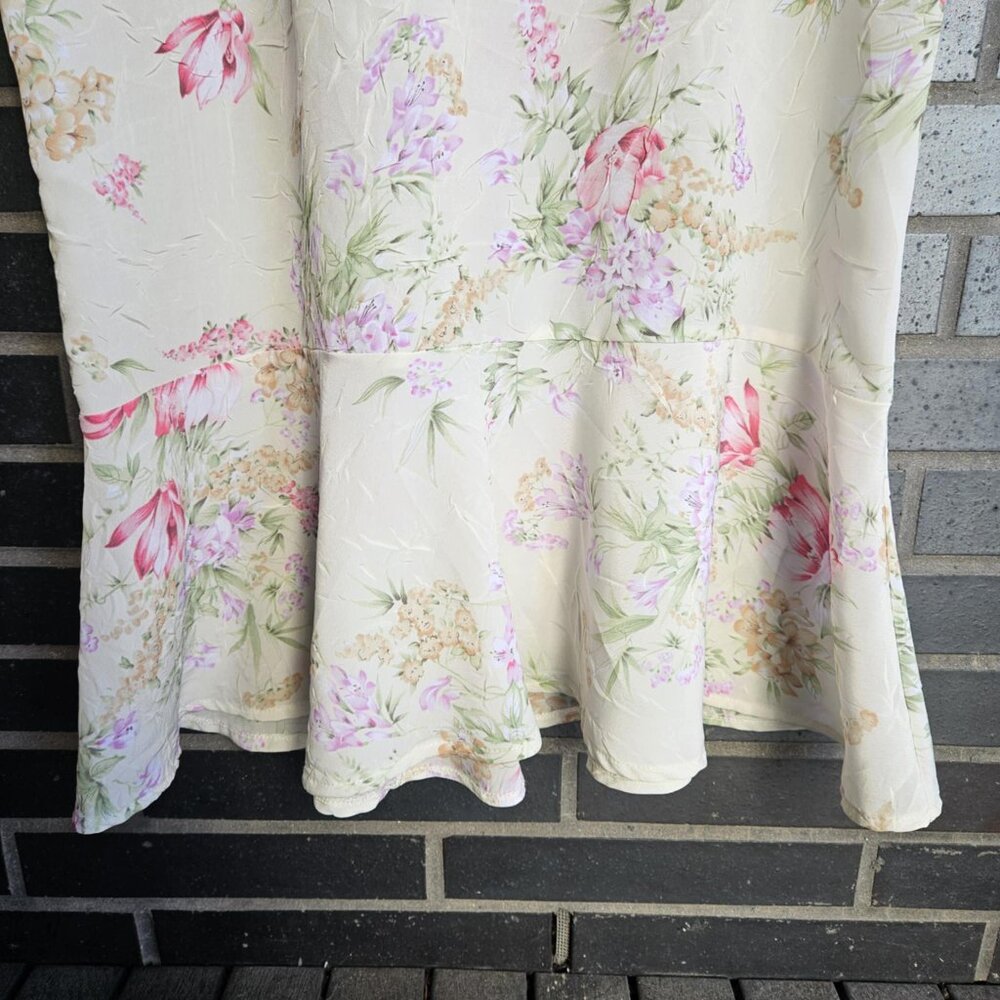 Vintage R&K Originals Light Cream Floral Cottage Style Maxi/Flare Dress Size M - Picture 7 of 16